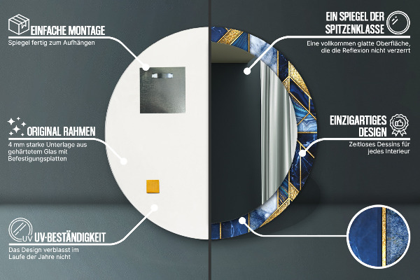 Oglinda cu decor rotunda Marmură modernă