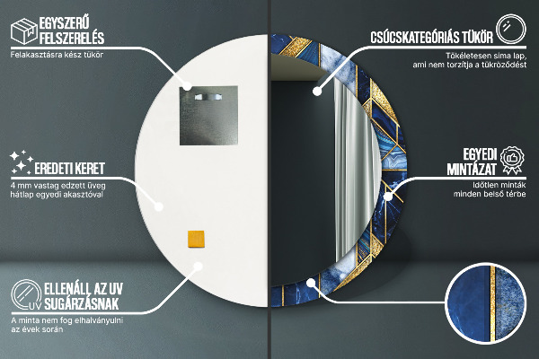 Oglinda cu decor rotunda Marmură modernă