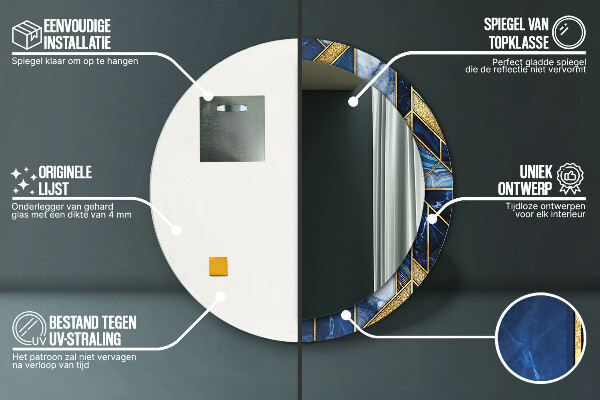 Oglinda cu decor rotunda Marmură modernă