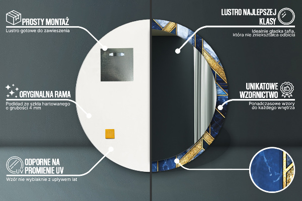 Oglinda cu decor rotunda Marmură modernă