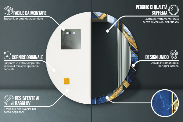 Oglinda cu decor rotunda Marmură modernă