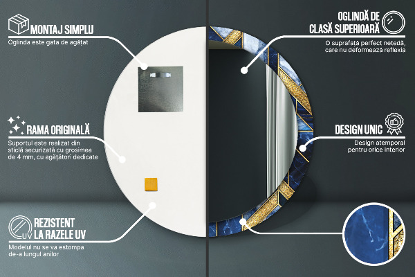 Oglinda cu decor rotunda Marmură modernă