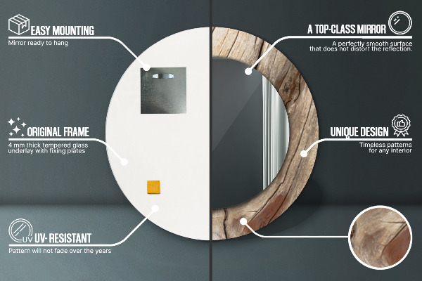 Oglinda cu decor rotunda Lemn crăpat