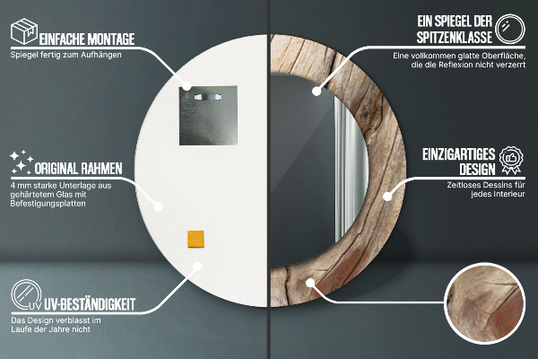 Oglinda cu decor rotunda Lemn crăpat