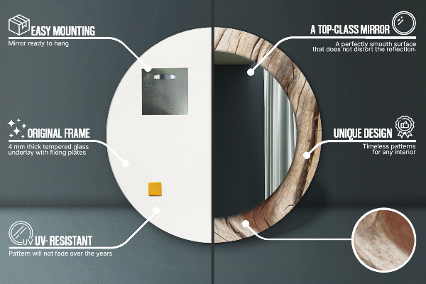 Oglinda cu decor rotunda Lemn crăpat