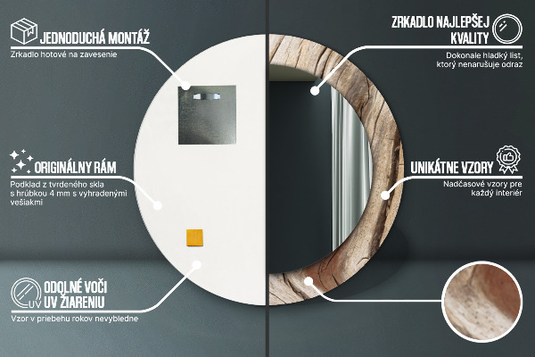 Oglinda cu decor rotunda Lemn crăpat