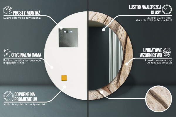 Oglinda cu decor rotunda Lemn crăpat