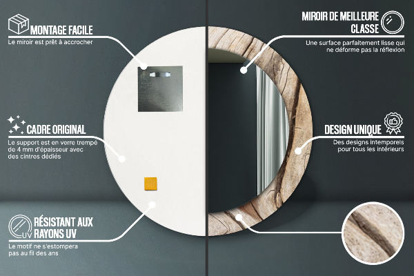 Oglinda cu decor rotunda Lemn crăpat