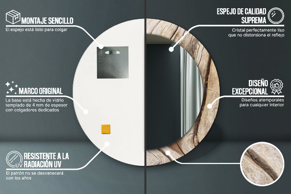 Oglinda cu decor rotunda Lemn crăpat