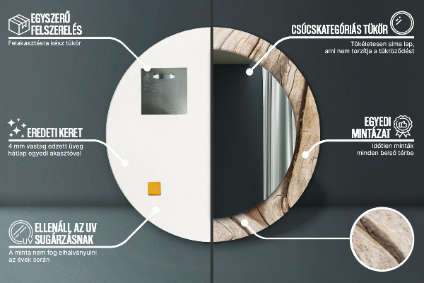 Oglinda cu decor rotunda Lemn crăpat