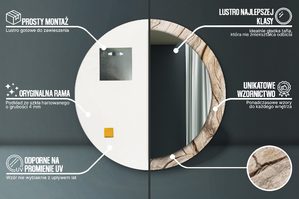 Oglinda cu decor rotunda Lemn crăpat