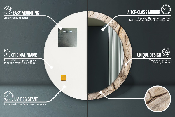 Oglinda cu decor rotunda Lemn crăpat