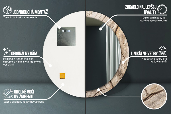 Oglinda cu decor rotunda Lemn crăpat