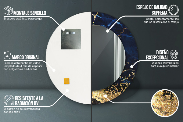 Decoratiuni perete cu oglinda Marmură albastră