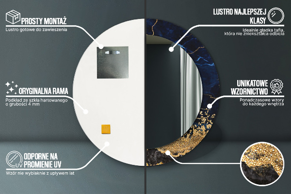 Decoratiuni perete cu oglinda Marmură albastră