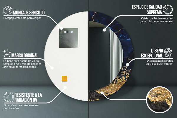 Decoratiuni perete cu oglinda Marmură albastră