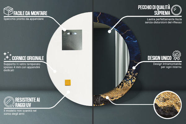 Decoratiuni perete cu oglinda Marmură albastră