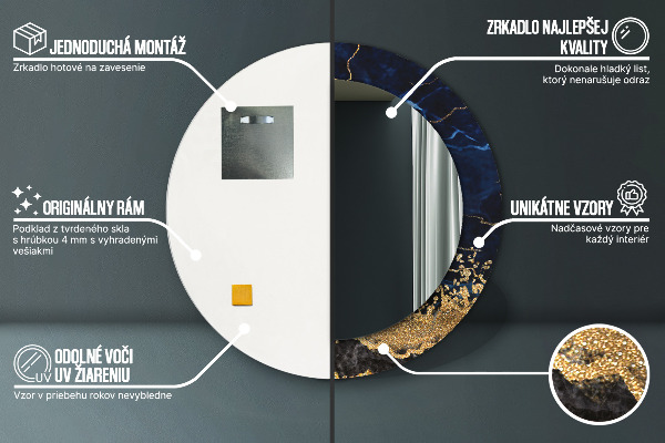 Decoratiuni perete cu oglinda Marmură albastră