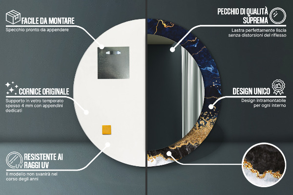 Decoratiuni perete cu oglinda Marmură albastră