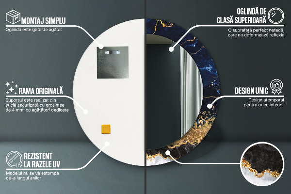 Decoratiuni perete cu oglinda Marmură albastră