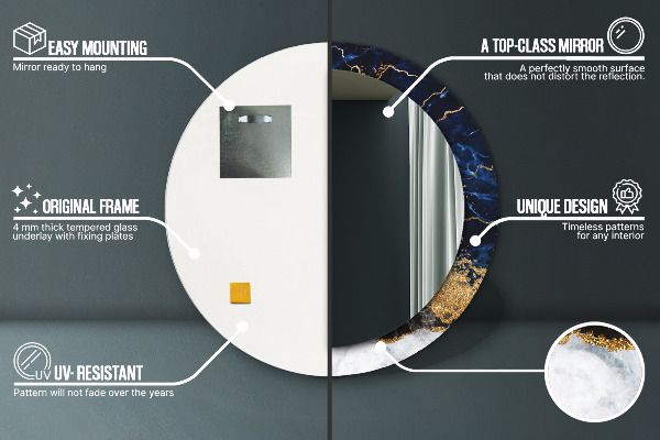 Decoratiuni perete cu oglinda Marmură albastră