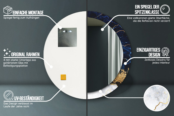 Decoratiuni perete cu oglinda Marmură albastră