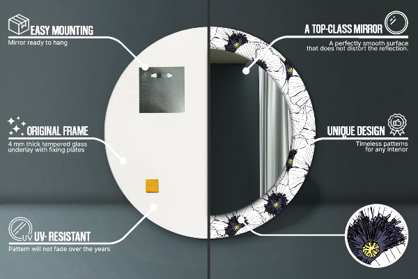 Decoratiuni perete cu oglinda Compoziție de flori liniare