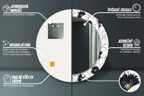 Decoratiuni perete cu oglinda Compoziție de flori liniare