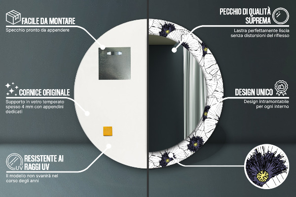 Decoratiuni perete cu oglinda Compoziție de flori liniare