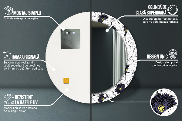 Decoratiuni perete cu oglinda Compoziție de flori liniare