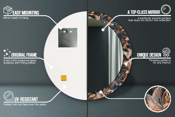 Decoratiuni perete cu oglinda Frunze tropicale întunecate