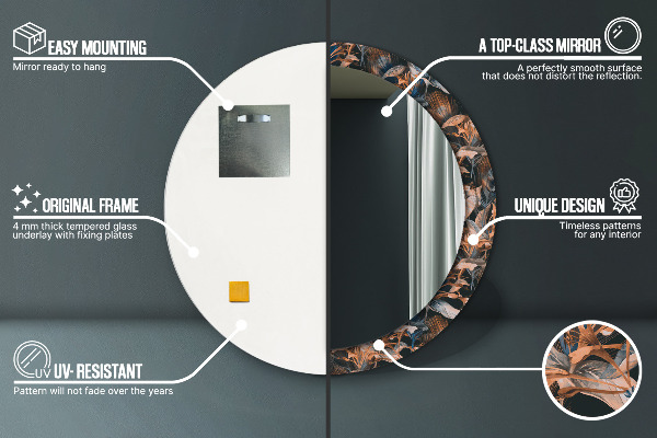 Decoratiuni perete cu oglinda Frunze tropicale întunecate