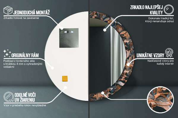 Decoratiuni perete cu oglinda Frunze tropicale întunecate