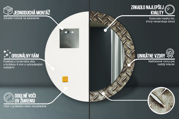 Decoratiuni perete cu oglinda Textura de oțel