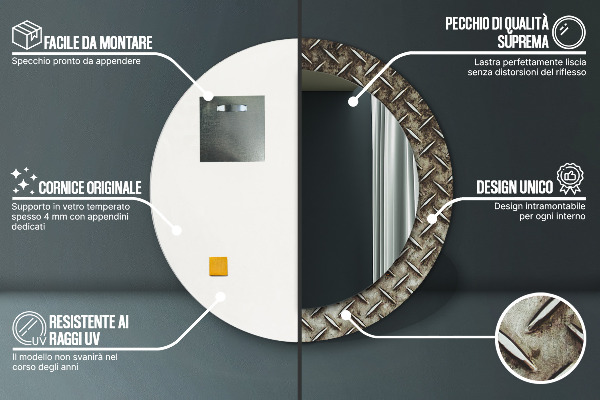 Decoratiuni perete cu oglinda Textura de oțel