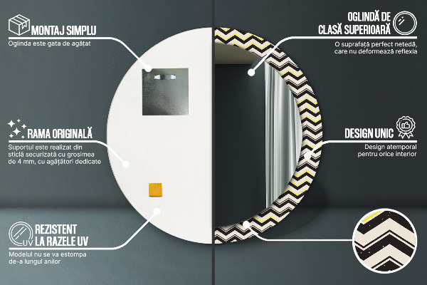 Decoratiuni perete cu oglinda Model de zigzag