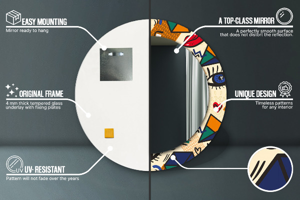 Oglinda rotunda imprimata Stil de artă pop