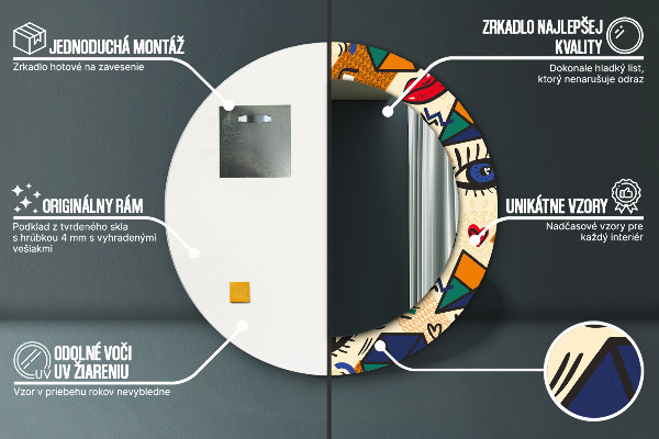 Oglinda rotunda imprimata Stil de artă pop