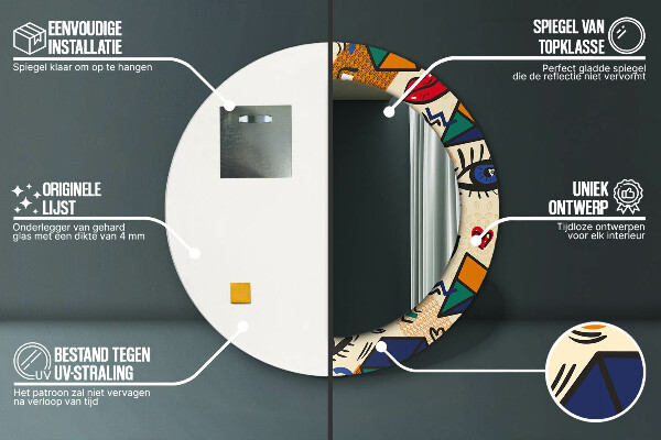 Oglinda rotunda imprimata Stil de artă pop