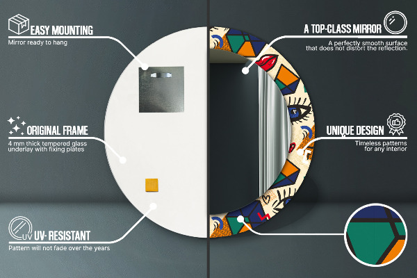 Oglinda rotunda imprimata Stil de artă pop