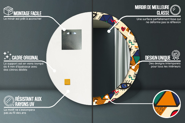 Oglinda rotunda imprimata Stil de artă pop