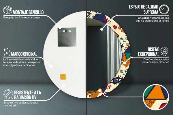 Oglinda rotunda imprimata Stil de artă pop