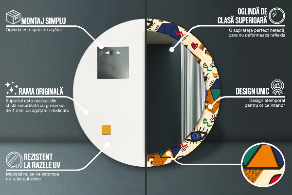 Oglinda rotunda imprimata Stil de artă pop