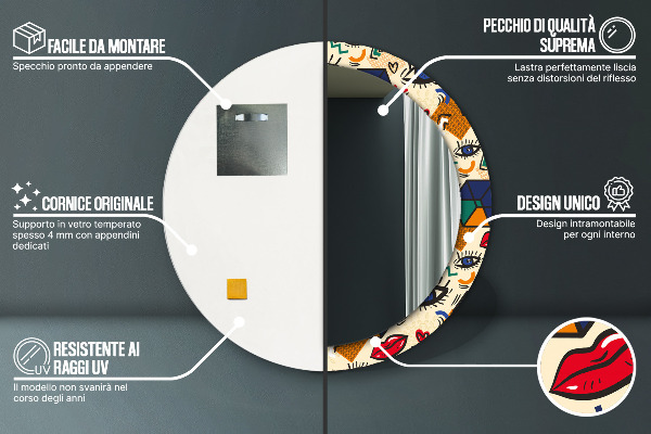 Oglinda rotunda imprimata Stil de artă pop