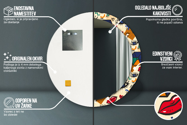 Oglinda rotunda imprimata Stil de artă pop