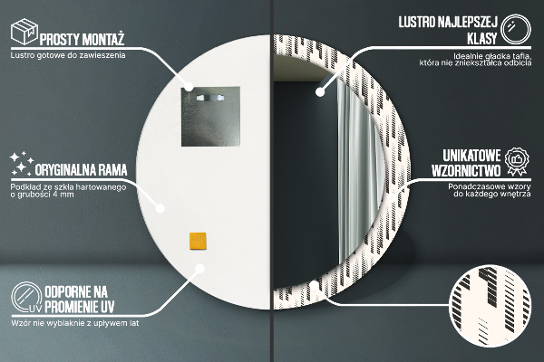 Oglinda rotunda imprimata Model cu dungi