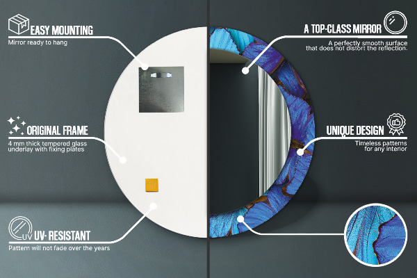 Oglinda cu decor rotunda Fluture albastru și verde