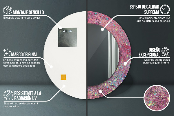 Oglinda cu decor rotunda Festivalul culorilor