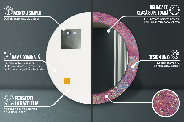 Oglinda cu decor rotunda Festivalul culorilor