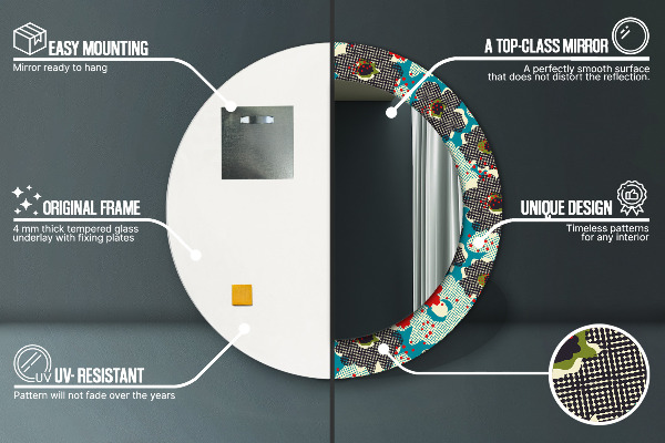 Oglinda cu decor rotunda Model de flori retro